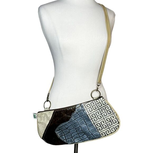 LILIPAD Creations Handmade Embossed Patchwork Leather Crossbody Bag Purse - Picture 1 of 10